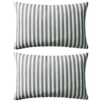 VidaXL Buitenkussens 60x40 cm gestreept grijs 2 st - thumbnail