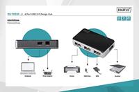 Digitus DA-70220 USB 2.0-hub 4 poorten Zwart, Zilver - thumbnail