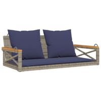 Schommelbank met kussens 109x62x40 cm poly rattan grijs - thumbnail