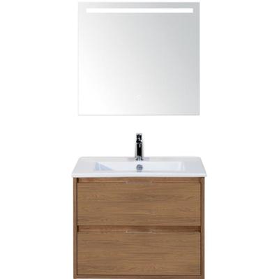 Porto Badmeubelset 70 cm - Honey - Keramische Wastafel Wit Slim met Sence Spiegel
