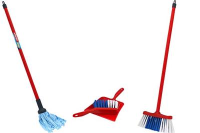 Huishoudset met zwabber 4 stuks meerkleurig Huishoudset met zwabber 4 stuks meerkleurig