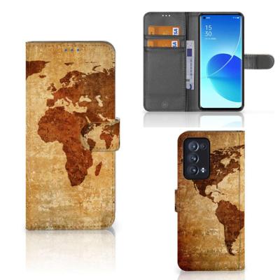 OPPO Reno 6 Pro Plus 5G | Flip Cover | Wereldkaart | Portemonnee hoesje