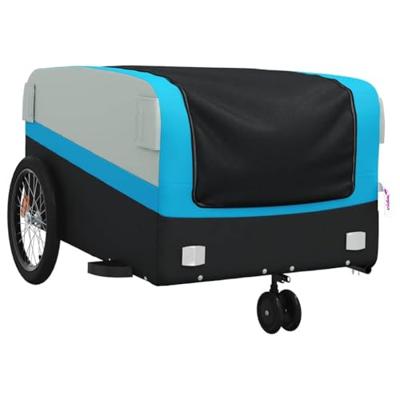 VidaXL Fietstrailer 45 kg ijzer zwart en blauw