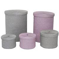 Veelzijdige mand DKD Home Decor Grijs Roze Polypropyleen 42 x 42 x 52,5 cm 4 Kg - thumbnail