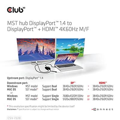 CLUB3D CSV-7220 video kabel adapter DisplayPort CLUB3D CSV-7220 video kabel adapter DisplayPort