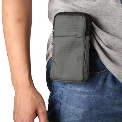 Multifunctionele casual sport mobiele telefoon dubbele rits taille pack diagonale tas voor 6 9 inch of lager smartphones (donkergrijs)