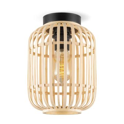 Boheemse stijl Plafondlamp - Bamboe Lampenkap - Cilinder - Beige - Ø21,5 x 30 cm - E27 fitting - Ontworpen voor gebruik in slaapkamers en studeerkamers - met montagetoebehoren
