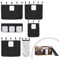 Stapelbed met glijbaan en gordijnen wit en zwart 90x200 cm - thumbnail