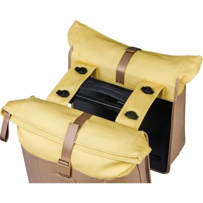 BASIL Dubbele fietstas vive mik 28-35l 14 x 30 x 38 cm - zand/geel