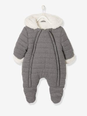 Combipakje baby met voering en volledige opening gechineerd donkergrijs - same Combipakje baby met voering en volledige opening gechineerd donkergrijs - same