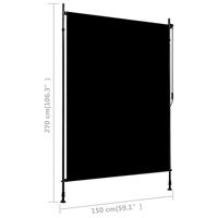 VidaXL Rolgordijn voor buiten 150x270 cm antraciet - thumbnail