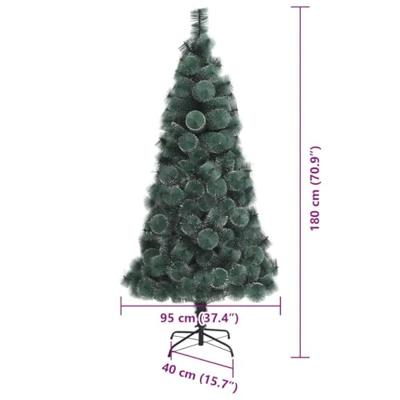 VidaXL Kunstmatige voorverlichte kerstboom met ballenset groen 180 cm