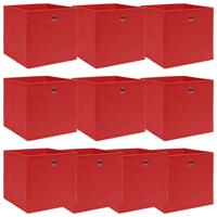 VidaXL Opbergboxen 10 st 32x32x32 cm stof rood - thumbnail