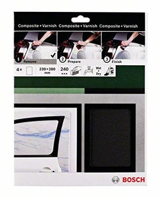 Bosch Accessoires Handschuurpapier SiC watervast | Steen/Lak | K240 | 4-delig - 2609256C44