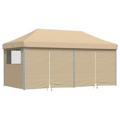 Partytent inklapbaar pop-up met 4 zijwanden beige Partytent inklapbaar pop-up met 4 zijwanden beige