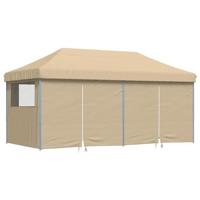 Partytent inklapbaar pop-up met 4 zijwanden beige - thumbnail
