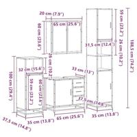 4-delige Badkamermeubelset bewerkt hout sonoma eikenkleurig - thumbnail