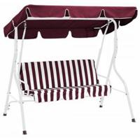 Florida 3-zits metalen schommel tuinbank wit-bordeaux - thumbnail
