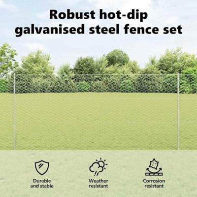 VidaXL Hek met paal zilver 1,4 x 10 m staal