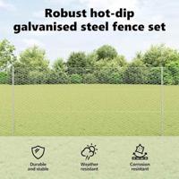 VidaXL Hek met paal zilver 1,4 x 10 m staal - thumbnail
