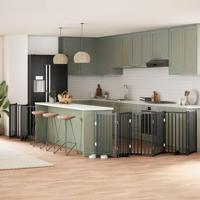 Hondenhek inklapbaar 12 panelen 600 cm populierenhout zwart - thumbnail