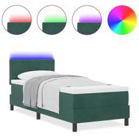 Boxspringbed met matras en LED fluweel donkergroen 80x200 cm - thumbnail