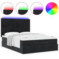 Ottoman bed met matrassen en LED's 140x200cm fluweel zwart - thumbnail