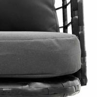 Tuinstoel met kussens poly rattan zwart - thumbnail