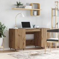 Bureau artisanaal eikenkleurig 140 x 50 x 75 cm Bewerkt hout - thumbnail