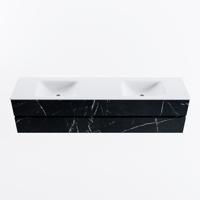 MONDIAZ VICA 200cm badmeubel onderkast Marquina 4 lades. Wastafel CLOUD dubbel zonder kraangat, kleur Talc. - thumbnail