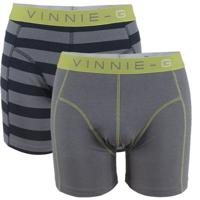 Vinnie-G boxershorts Lime Stripe - Grey 2-pack -L - thumbnail