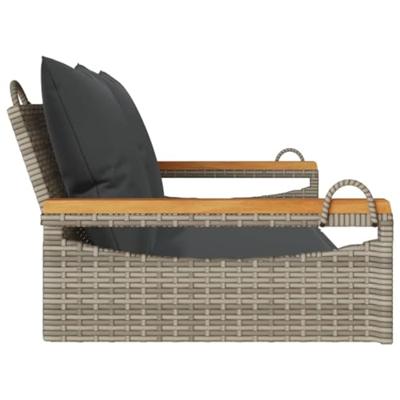 Schommelbank met kussens 109x62x40 cm poly rattan grijs Schommelbank met kussens 109x62x40 cm poly rattan grijs
