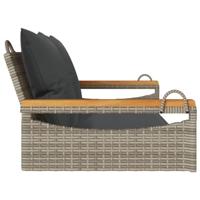 Schommelbank met kussens 109x62x40 cm poly rattan grijs - thumbnail