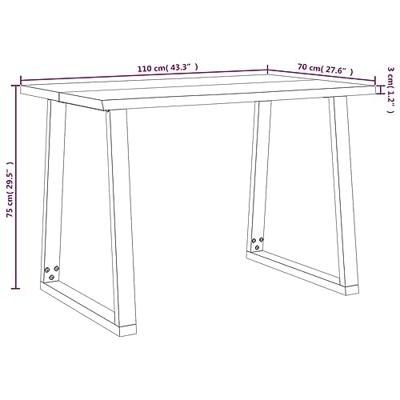Eettafel met natuurlijke rand 110x70x75 cm massief acaciahout