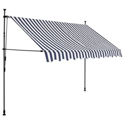 Luifel handmatig uitschuifbaar met LED 250 cm blauw en wit - thumbnail