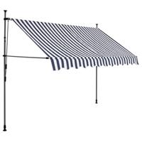 Luifel handmatig uittrekbaar met LED 250 cm blauw en wit - thumbnail