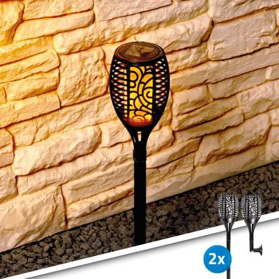 Solarlamp fakkel small voordeelset van 2 stuks zwart met vlameffect | solarlampkoning
