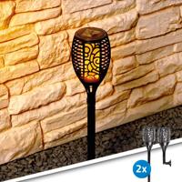 Solarlamp fakkel small voordeelset van 2 stuks zwart met vlameffect | solarlampkoning - thumbnail