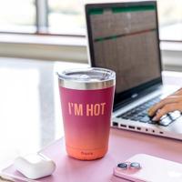 Koffiemok thermosbeker - I&apos;m Hot/rood oranje - thumbnail