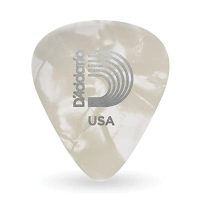 D&apos;Addario 1CWP2-10 white pearl celluloid plectra 10 pack light