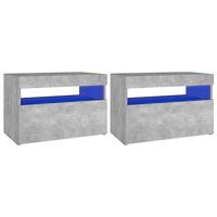 Nachtkastjes 2 st met LED-verlichting 60x35x40 cm betongrijs - thumbnail