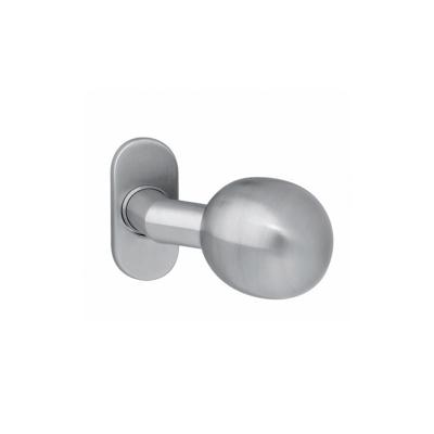 Knop bol/schuin vast op rozet ovaal 4mm RVS