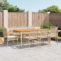 9-delige Tuinset met kussens poly rattan beige - thumbnail