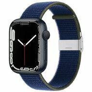 Nylon bandje met klemsluiting - Donkerblauw - Geschikt voor Apple Watch 44mm / 45mm / 46mm / 49mm