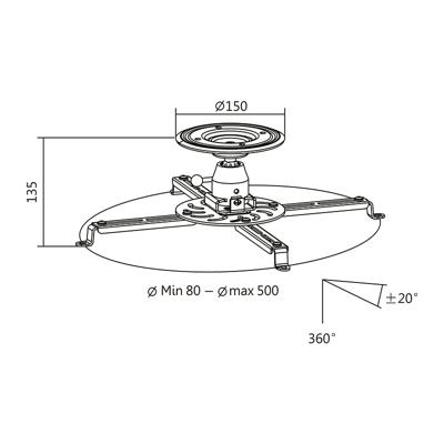 LogiLink BP0056 Beamer-plafondbeugel Plafondhouder, In hoogte verstelbaar, Kantelbaar en zwenkbaar Afstand vloer-plafond (max.): 135 mm Wit LogiLink BP0056 Beamer-plafondbeugel Plafondhouder, In hoogte verstelbaar, Kantelbaar en zwenkbaar Afstand vloer-plafond (max.): 135 mm Wit