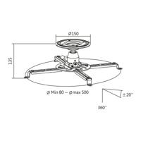 LogiLink BP0056 Beamer-plafondbeugel Plafondhouder, In hoogte verstelbaar, Kantelbaar en zwenkbaar Afstand vloer-plafond (max.): 135 mm Wit - thumbnail