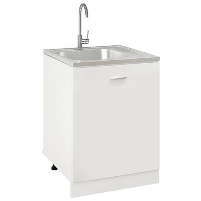 Gootsteen met afvoerset 600x600x155 mm roestvrij staal zilver