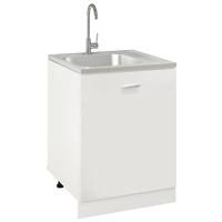 Gootsteen met afvoerset 600x600x155 mm roestvrij staal zilver - thumbnail