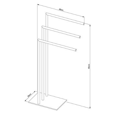 Handdoekrek Sealskin Tube 3-armig Vrijstaand Chroom Handdoekrek Sealskin Tube 3-armig Vrijstaand Chroom