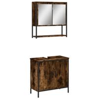 2-delige Badkamermeubelset bewerkt hout gerookt eikenkleurig - thumbnail